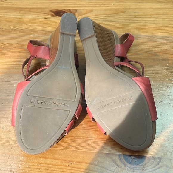 Franco Sarto Red Leather Hanako Wedges size 10 M - Picture 8 of 11